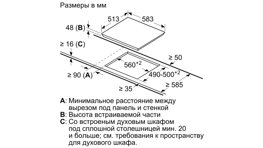 Варочная панель схема встраивания